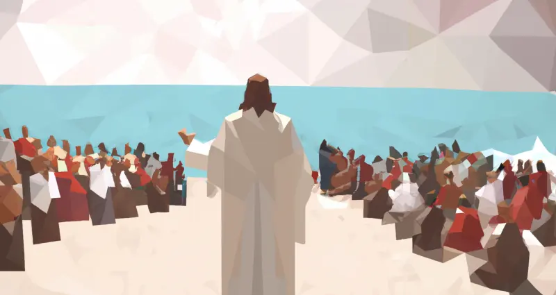 عيسى يعظ الناس على الشاطئ